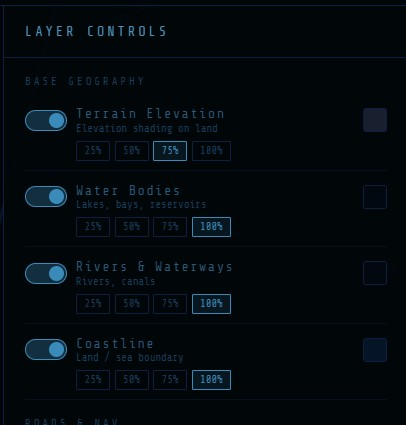 Layer controls panel